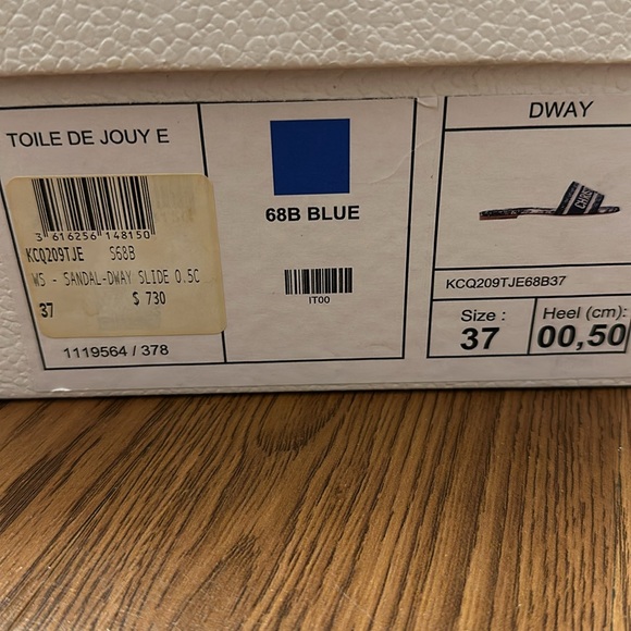 Christian Dior Dway Slide Embroidered Cotton Vibrant Blue Toile de Jouy Motif - Picture 3 of 5